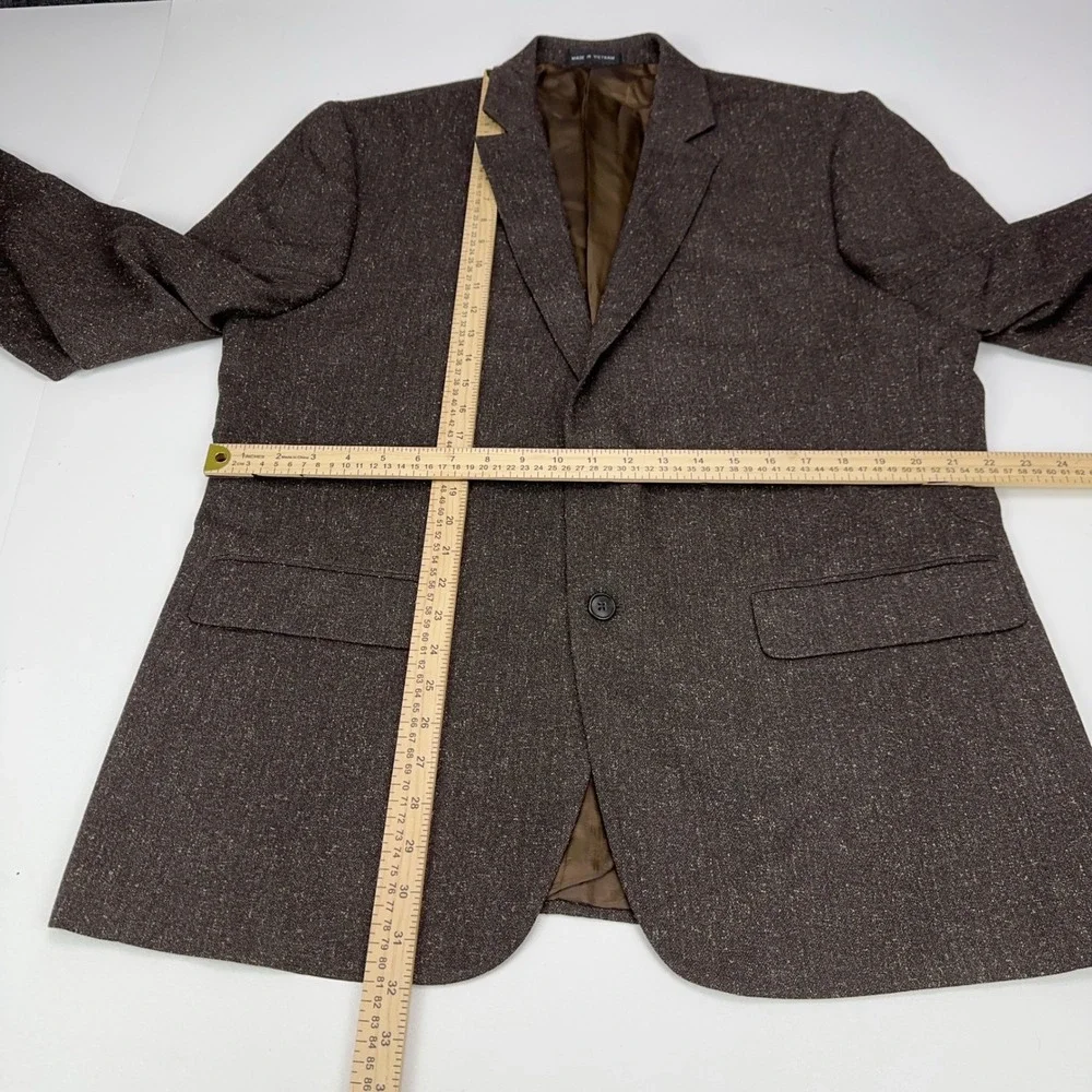 Mens Brown Textured 2-Button Blazer Jacket 44R Professional Sport Coat - Picture 3 of 9